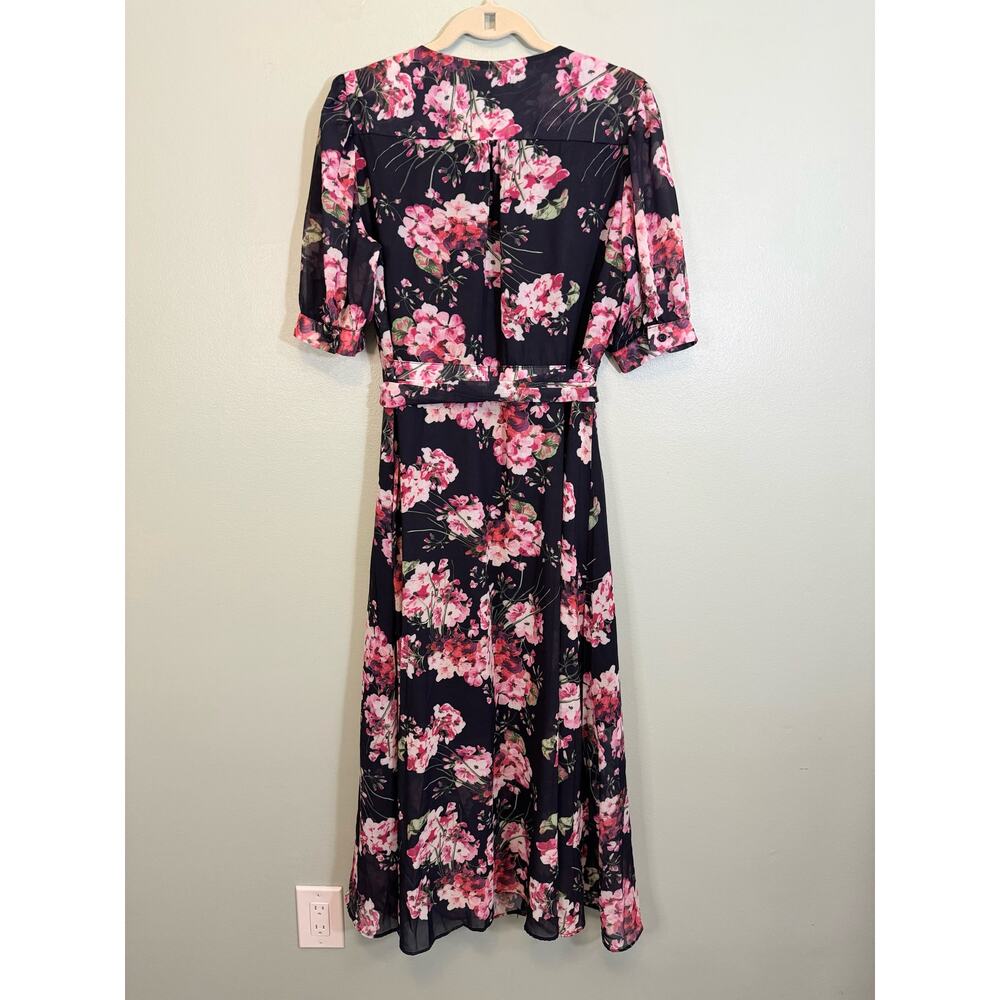 Classmate Wrap Dress Size 3XL Pink Dark Floral Peonies Romantic Feminine Boho - Picture 3 of 11